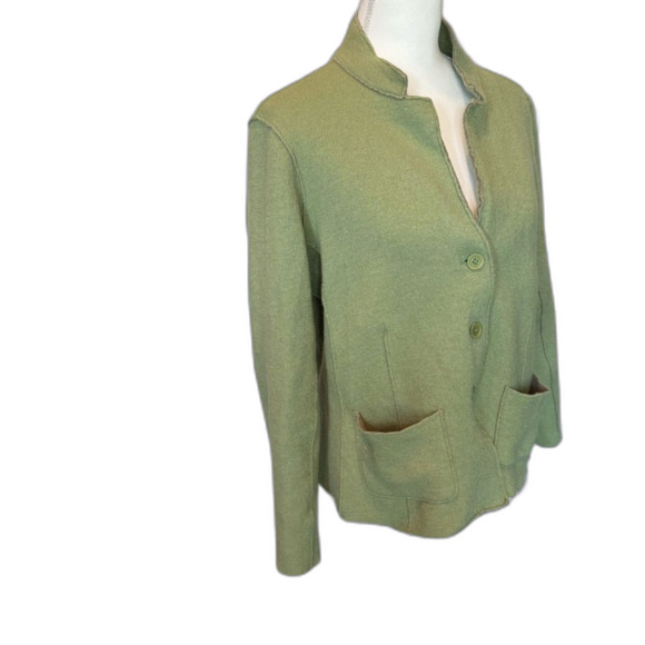Eileen Fisher Cardigan Jacket Merino Blend Size Large 3 Button V Neck Green - Picture 5 of 10